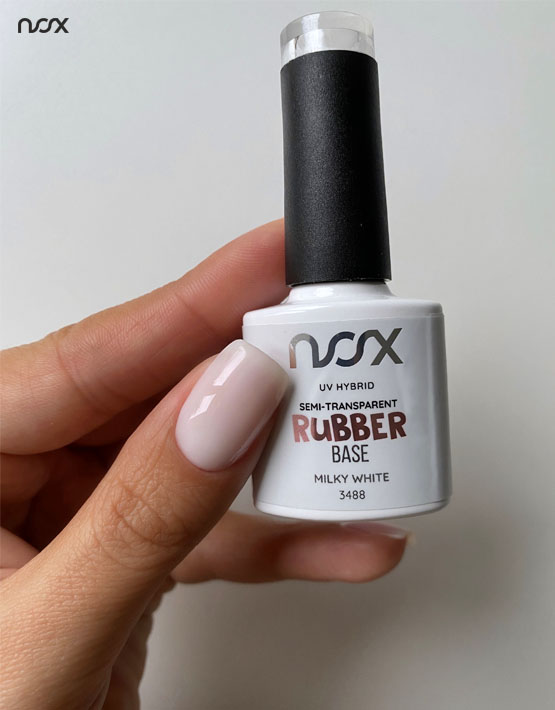 Natural nails with white Rubber Base